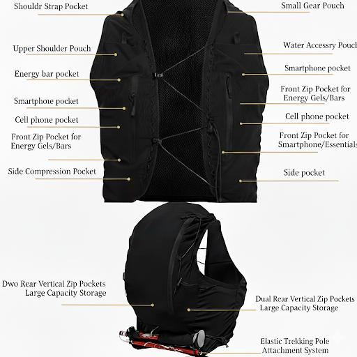 RUNTREK Peak Flow 2 Running Backpack – Hydration Vest (Black)